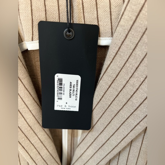 Rag & Bone Ames Blazer Tan Pinstripe Size 8 - Picture 10 of 13